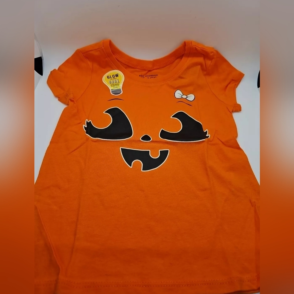 NWT The Children's Place Jack O Lantern Tee Glow In the Dark 3T Orange